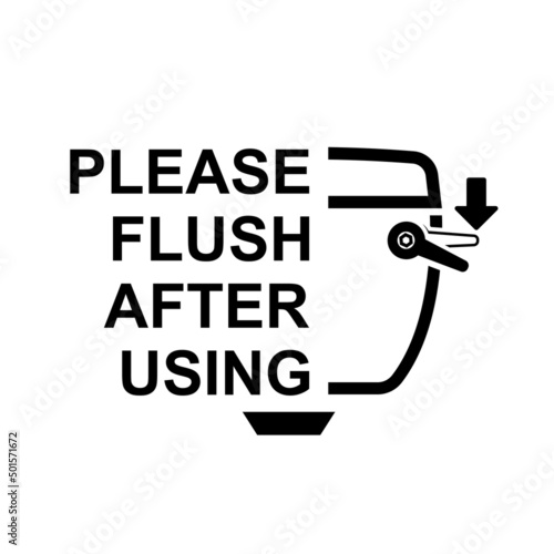 Please flush after using icon isolated on white background vector illustration.