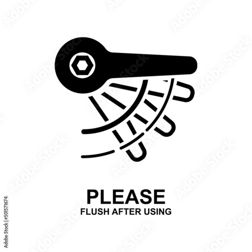 Please flush after using icon isolated on white background vector illustration.