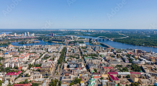 Panorama of the city of Kyiv. View of the Dnieper River.