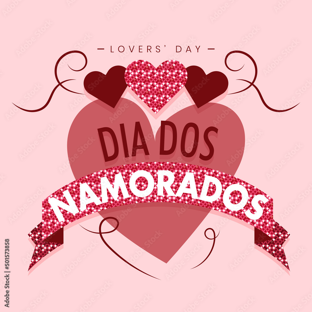 Dia dos Namorados Brazil Valentine Lovers Day greeting card image  background poster vector design banner Stock Vector