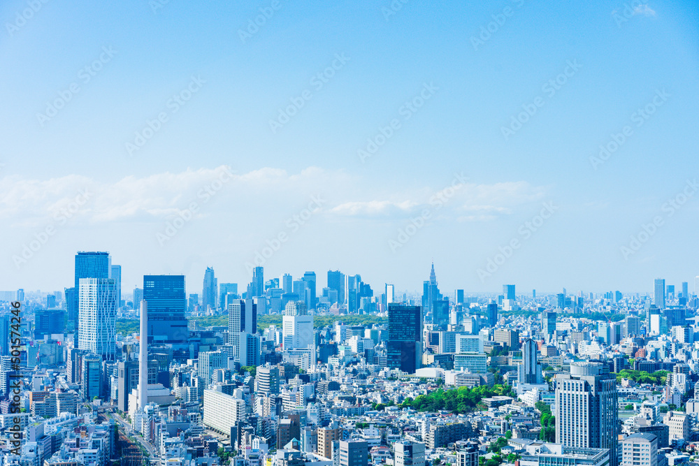 Landscape of central Tokyo - obrazy, fototapety, plakaty 