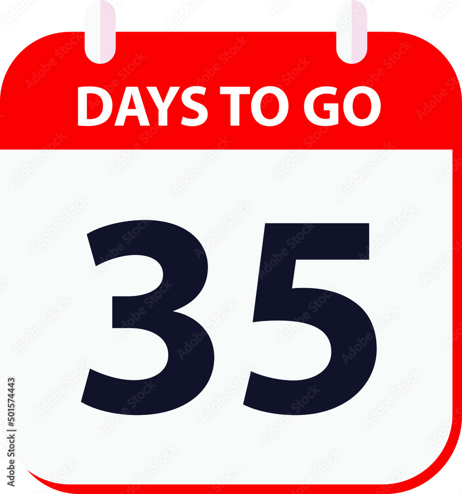 days to go last countdown icon 35 days go vector image. Stock