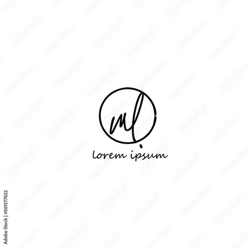 Initial Letter ML Logo - Handwritten Signature Logo