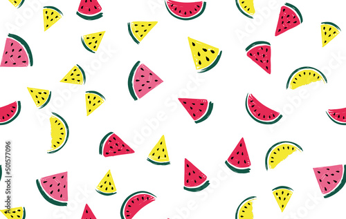 Watermelon slice hand drawn illustration. 