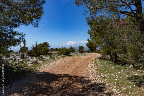 Road in mountains. Croatian countryside.