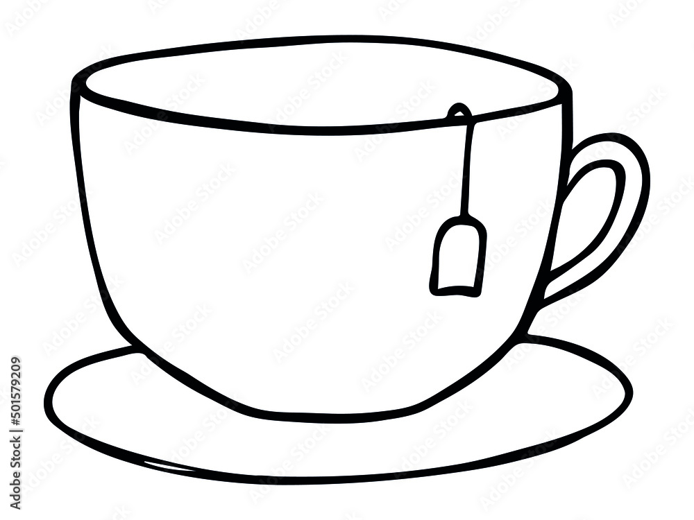 Cute cup of tea illustration isolated on a white background. Simple mug clipart. Cozy home doodle. Cute cup of tea illustration isolated on a white background. Simple mug clipart. Cozy home doodle.
