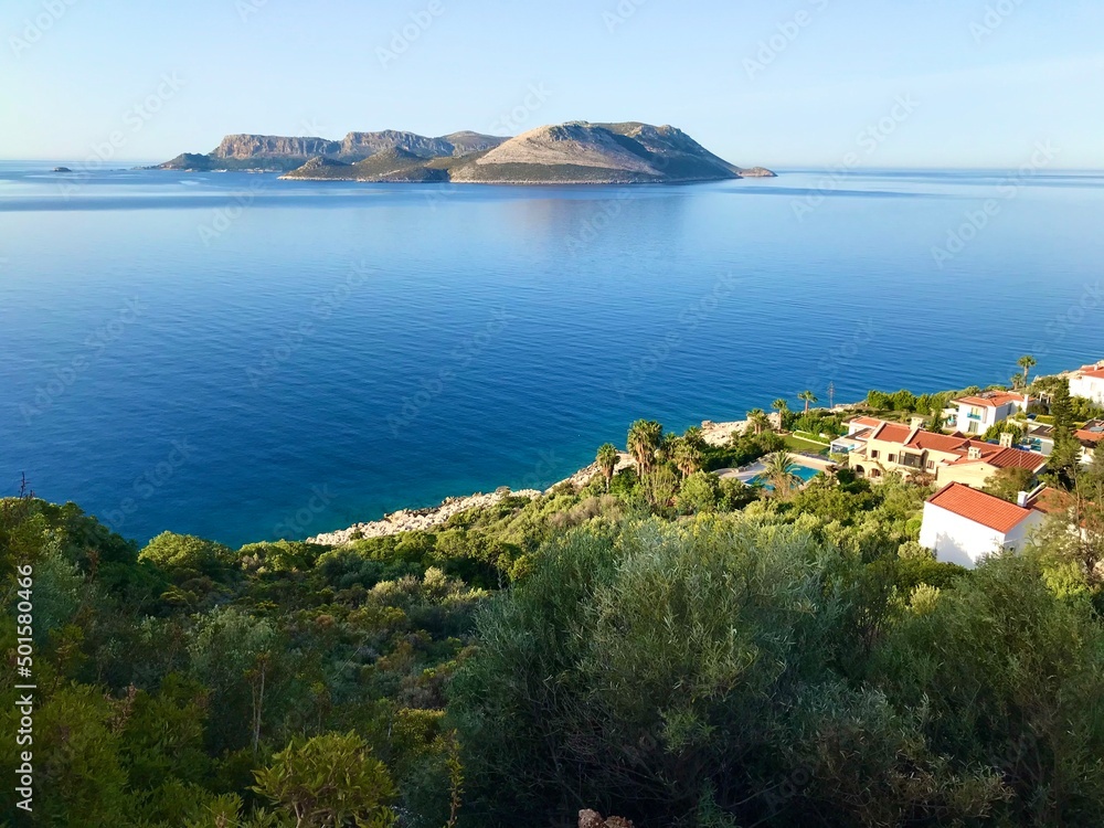 Kastellorizo greek island view from Chukugbag peninsula, Kas, Turkey