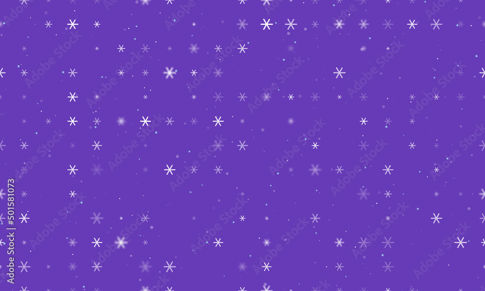 Seamless background pattern of evenly spaced white astrological sextile symbols of different sizes and opacity. Vector illustration on deep purple background with stars Seamless background pattern of evenly spaced white astrological sextile symbols of different sizes and opacity. Vector illustration on deep purple background with stars
