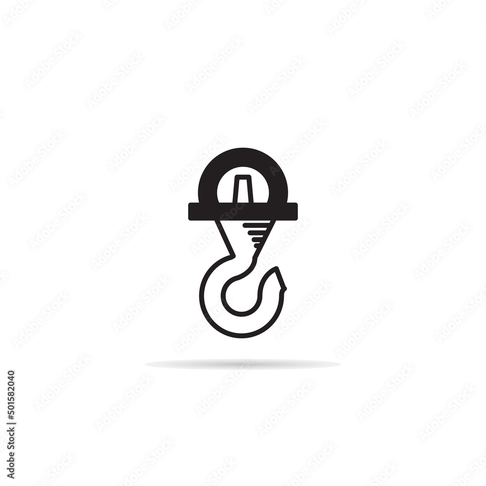 industrial crane hook and pulley vector illustration Stock Vector