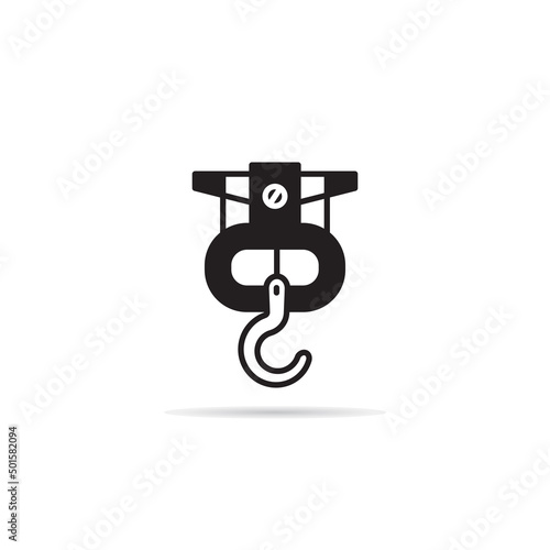 industrial crane hook and pulley vector illustration