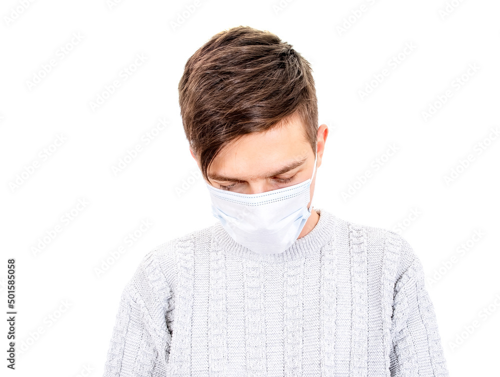 Sad Man in Flu Mask Sad Man in Flu Mask
