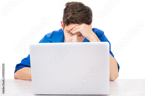 Foto Sad Young Man with Laptop