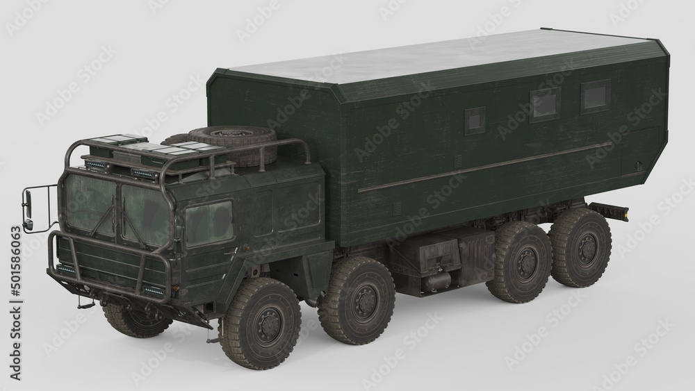 3D rendering of a brand-less generic concept truck