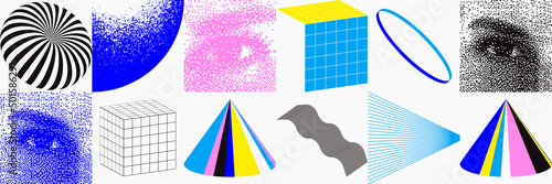 Abstract Vector Pattern With Eyes Transition Effect. Geometrical Composition