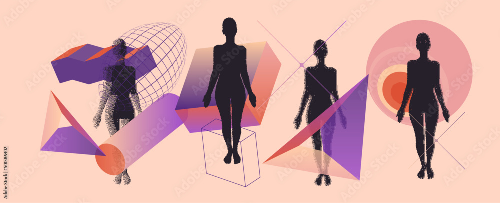 Abstract Vector Pattern Composition With geometric shapes, human body Abstract Vector Pattern Composition With geometric shapes, human body