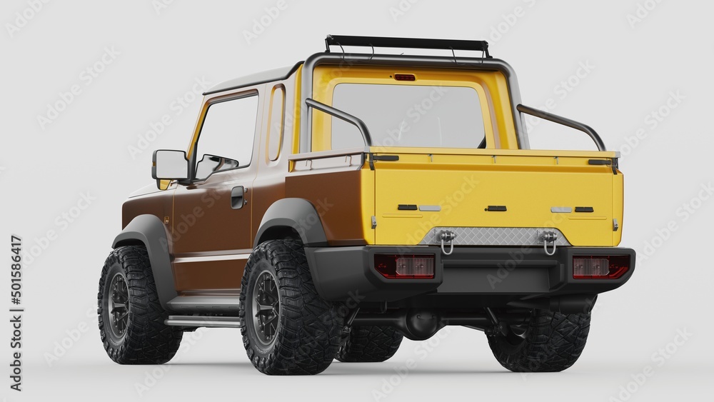 3D rendering of a brand-less generic pickup truck