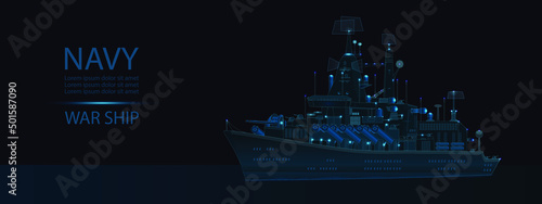 Tela Modern war ship vector illustration