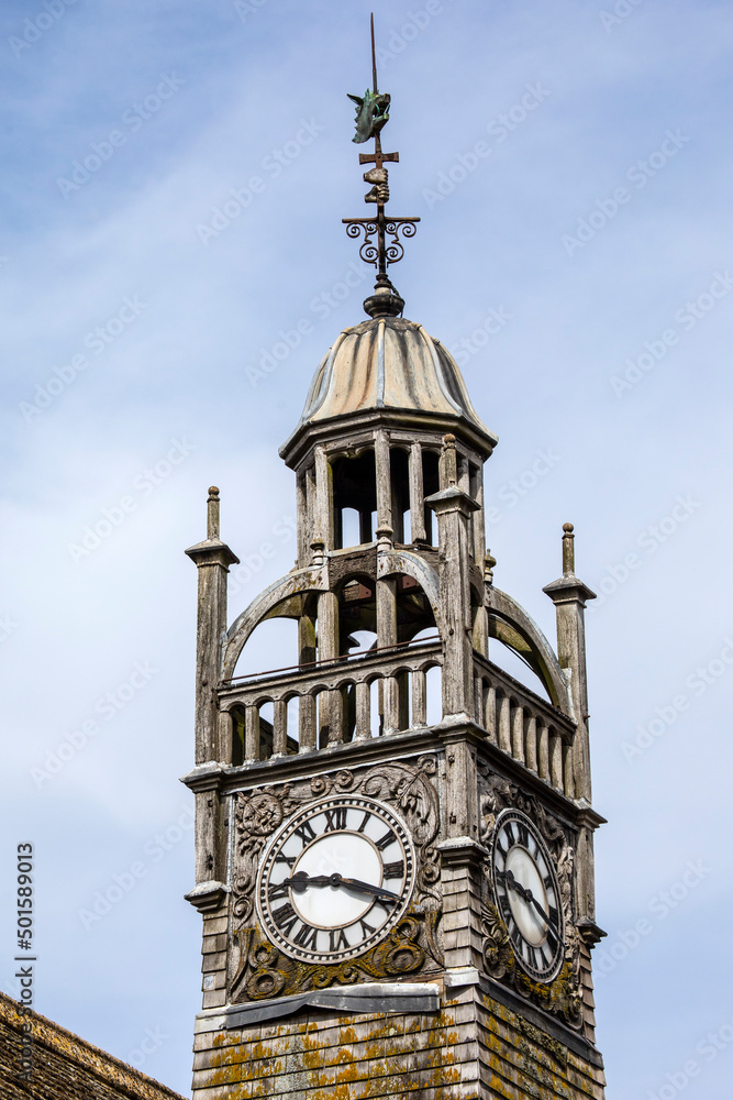 Clocktower of Redesdale Hall in the Cotswolds, Gloucestershire, UK