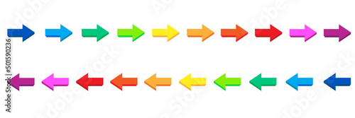 Set of colorful flat jpg image  arrows buttons. Collection arrow icon. Arrow jpg image icon. Arrows isolated on white background.
