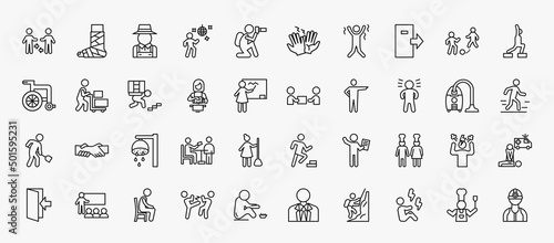 Fotografiet set of 40 humans icons in outline style