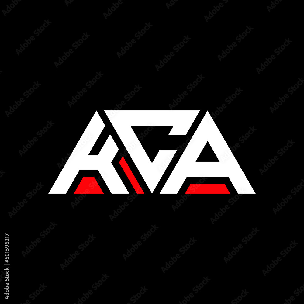 KCA triangle letter logo design with triangle shape. KCA triangle logo