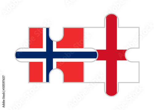 Tela puzzle pieces of norway and england flags