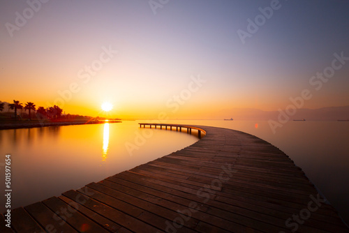 Sekapark, Izmit, Kocaeli. Beautiful natural park on seacoast. Sunset sea view in Turkey. photo