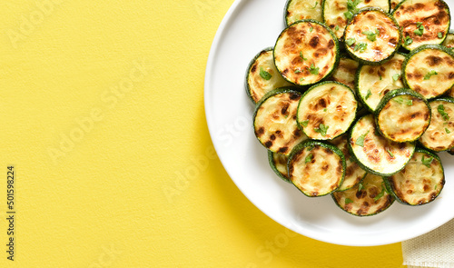 Roasted zucchini on plate