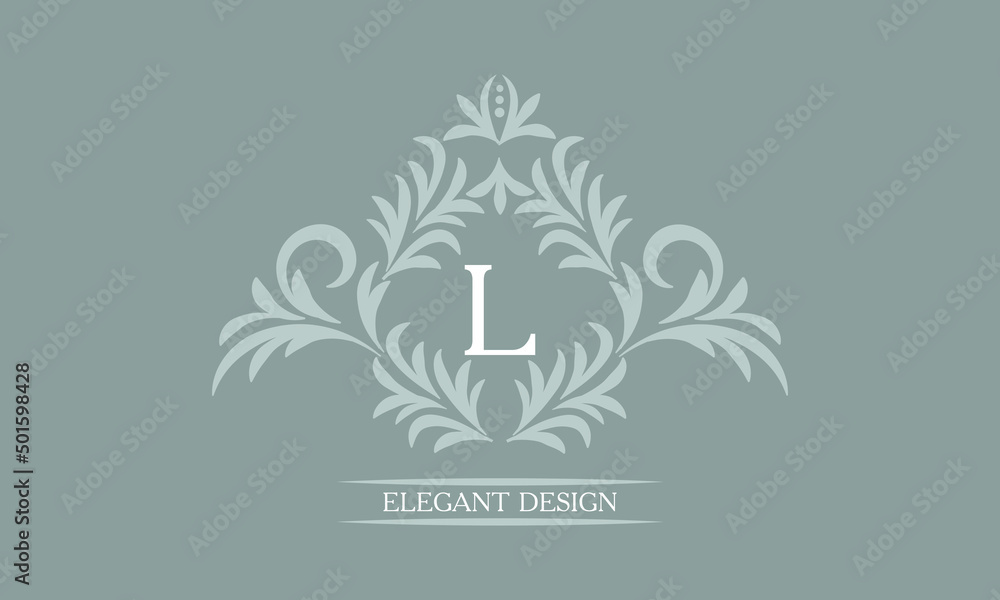 Elegant floral monogram design template for letters L. Calligraphic elegant ornament. Business sign, identity monogram for restaurant, boutique, hotel, heraldic, jewelry. Elegant floral monogram design template for letters L. Calligraphic elegant ornament. Business sign, identity monogram for restaurant, boutique, hotel, heraldic, jewelry.