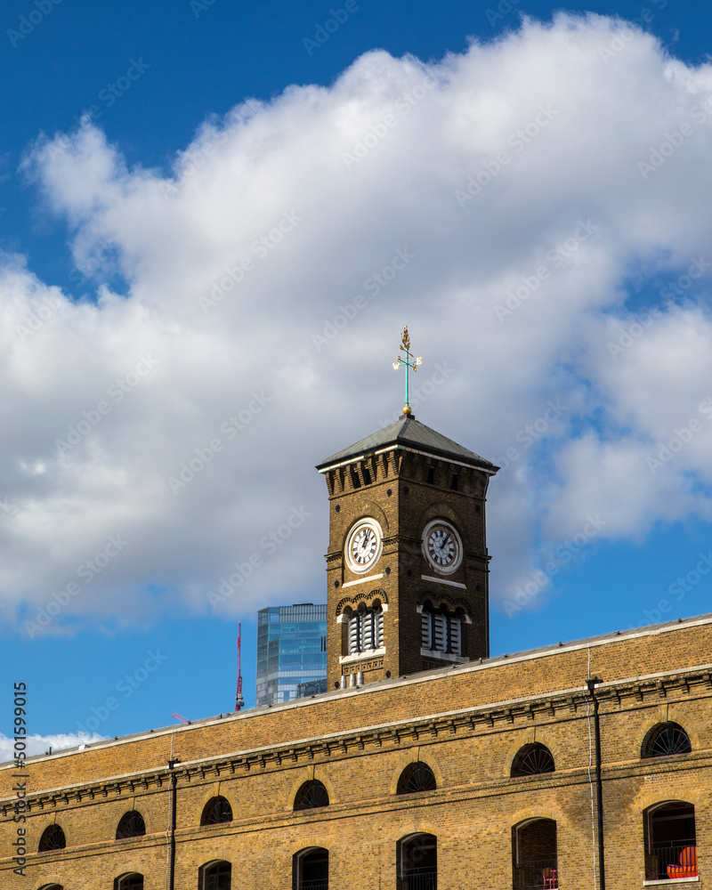 Clock Tower of Ivory House in St. Katherine Docks in London, UK