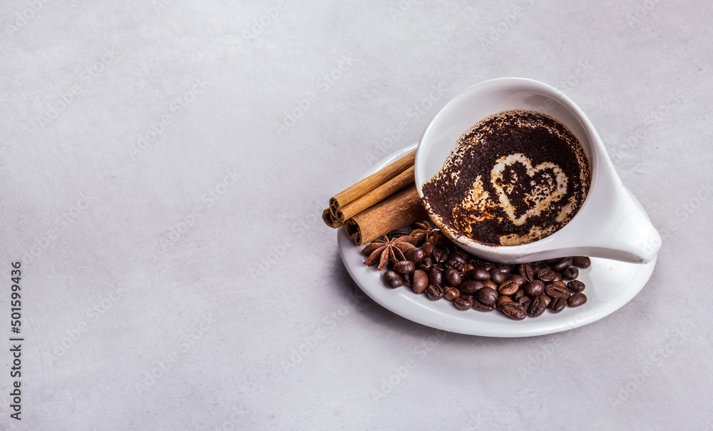 Cup with coffee grounds and heart. Love prediction