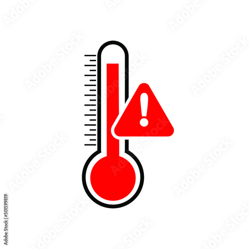 High Temperature Warning Icon On White background. Vector illustration. 