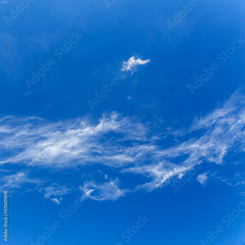 daytime blue sky with wind scattered white cirrus clouds as a natural backdrop © westermak15