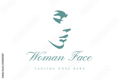 Beauty Woman Lady Female Girl Head Silhouette Face for Wellness Cosmetics Spa Logo Design