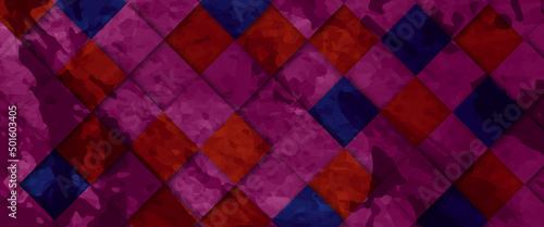 Close-up of different tiles texture. Colored rubber square paving slab for playgrounds close-up. Dirty Paving block. Street cement block floor background.	