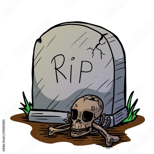 Gravestone vector illustration isolated on white background