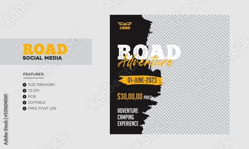 Off-road social media post template. Car social media web banner 