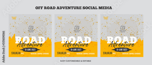 Off-road social media post template bundle. Car social media web banner set