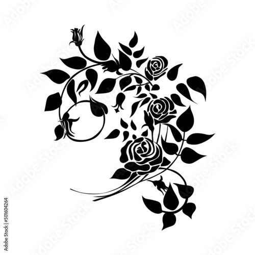 Abstract vector flower tattoo or laser cutting fowler design element. 