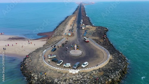 Tip of India - Dhanushkodi tip drone view photo