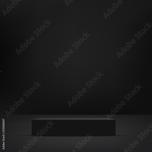 Abstract background with black color geometric 3d podiums. Vector
