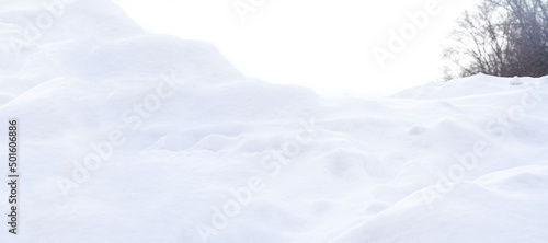 A podium made of snow. White snow on a frosty winter day  close-up. Natural background. High quality photo