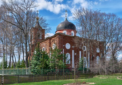 Single-domed Orthodox Temple, view of the Church of the Holy Ascension, landmark, 1860, the village of Rechitsy, Russia