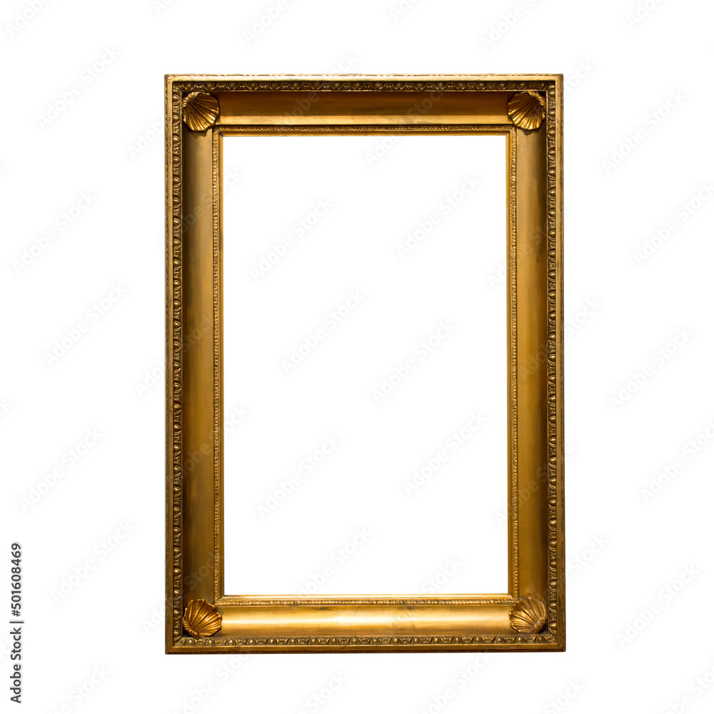 Isolated A4 golden frame on white background Isolated A4 golden frame on white background