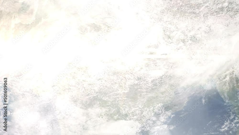 Earth zoom in from outer space to city. Zooming on Katni, Madhya Pradesh, India. The animation continues by zoom out through clouds and atmosphere into space. Images from NASA Earth zoom in from outer space to city. Zooming on Katni, Madhya Pradesh, India. The animation continues by zoom out through clouds and atmosphere into space. Images from NASA