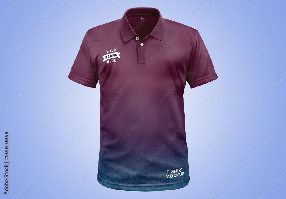 Polo T-Shirt Mockup Front View Stock Template | Adobe Stock