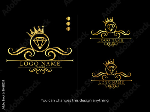 luxury logo. Luxury jewelers shop vector logo design. golden logo