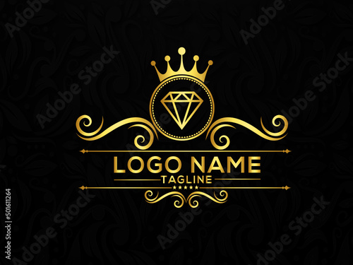 Luxury jewelers shop vector logo design. luxury logo. gold shop logo