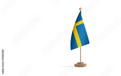 Sweden flagpole with white space background image photo