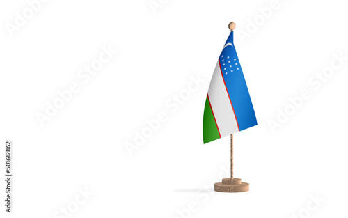Uzbekistan flagpole with white space background image